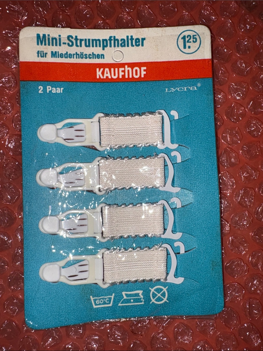 VINTAGE Kaufhof Mini-Strumpfhalter White Sock/Garter Clips - 2 Pairs